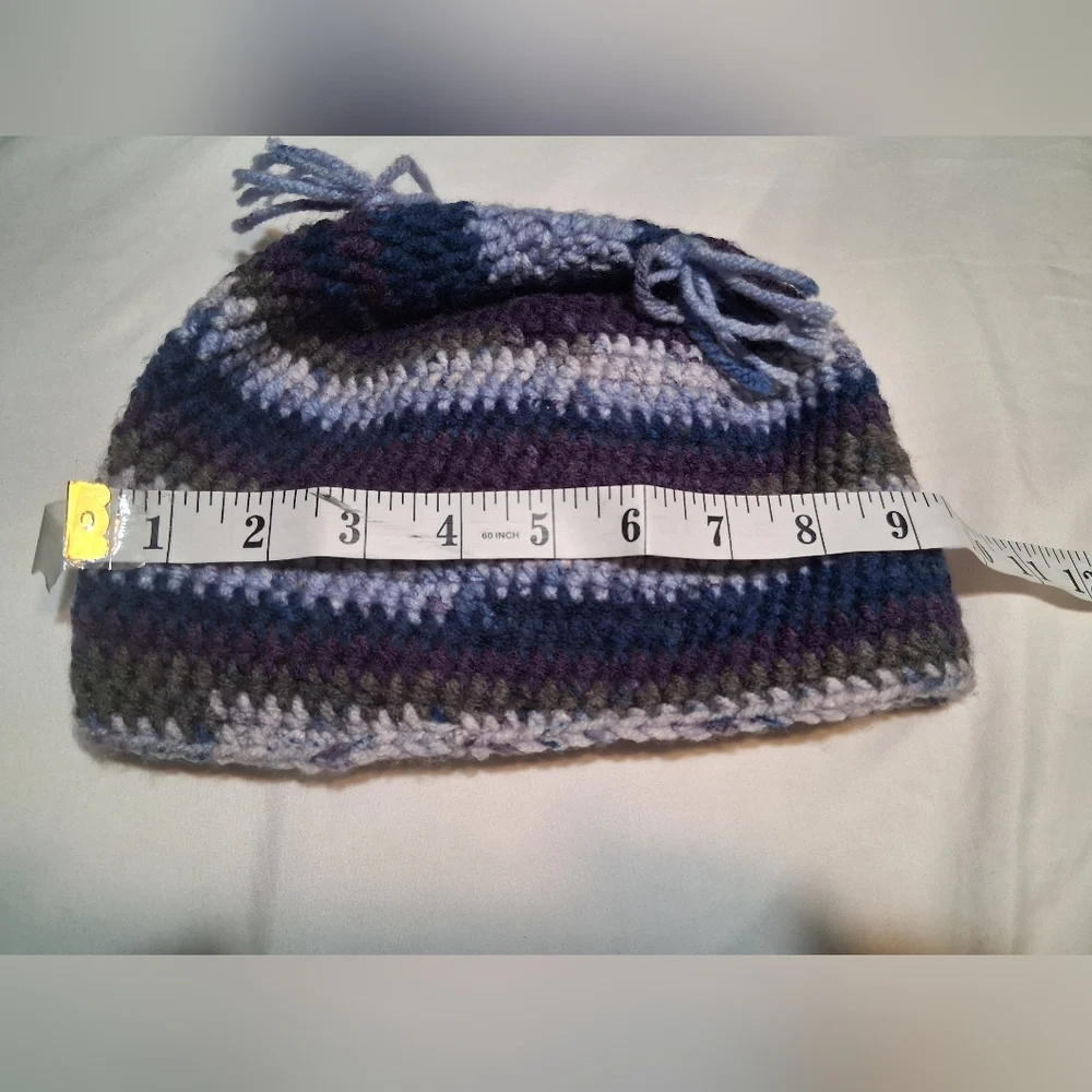 Kids Owl Knit Beanie - Purple and White